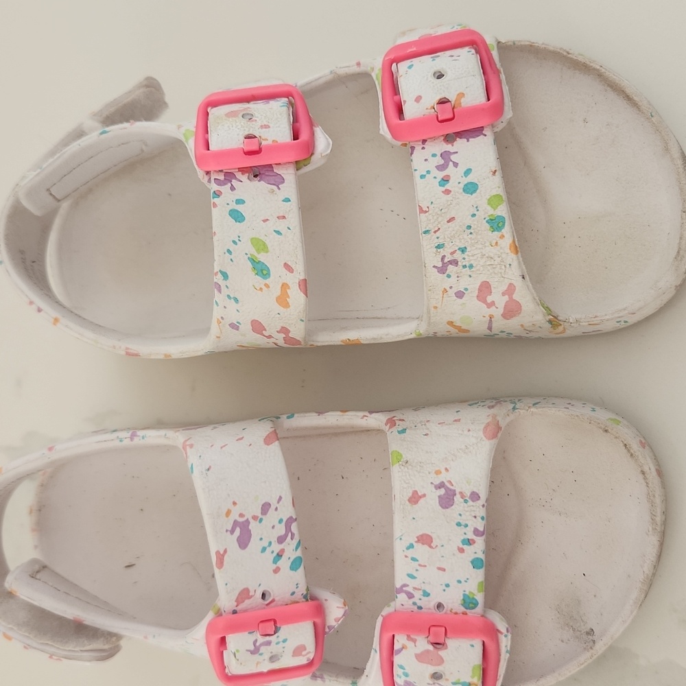 Colorful Toddler Girls Sandals with Pink Accents